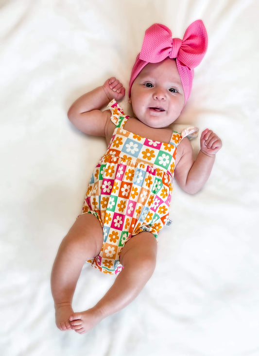 18/24 Months Checkered Floral Bamboo Romper (FINAL SALE)