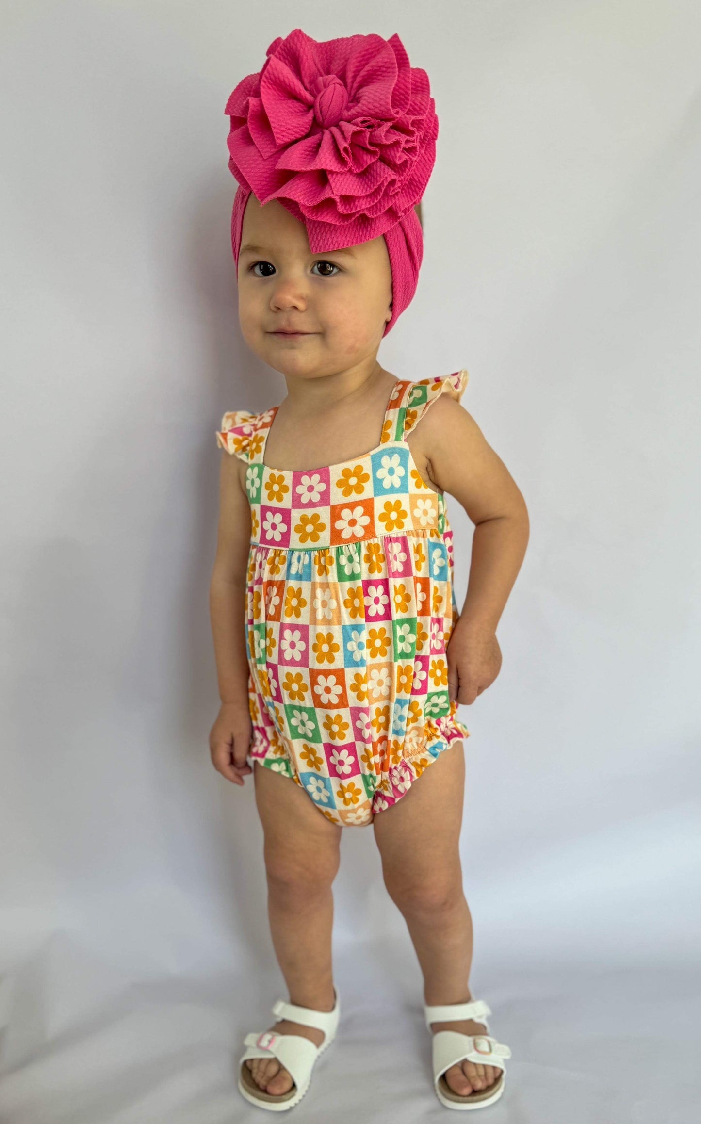 18/24 Months Checkered Floral Bamboo Romper (FINAL SALE)