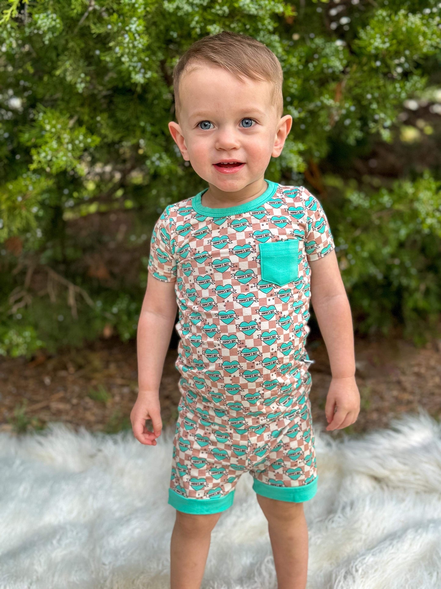 Checkered Mama's Boy Bamboo Short Set (FINAL SALE)