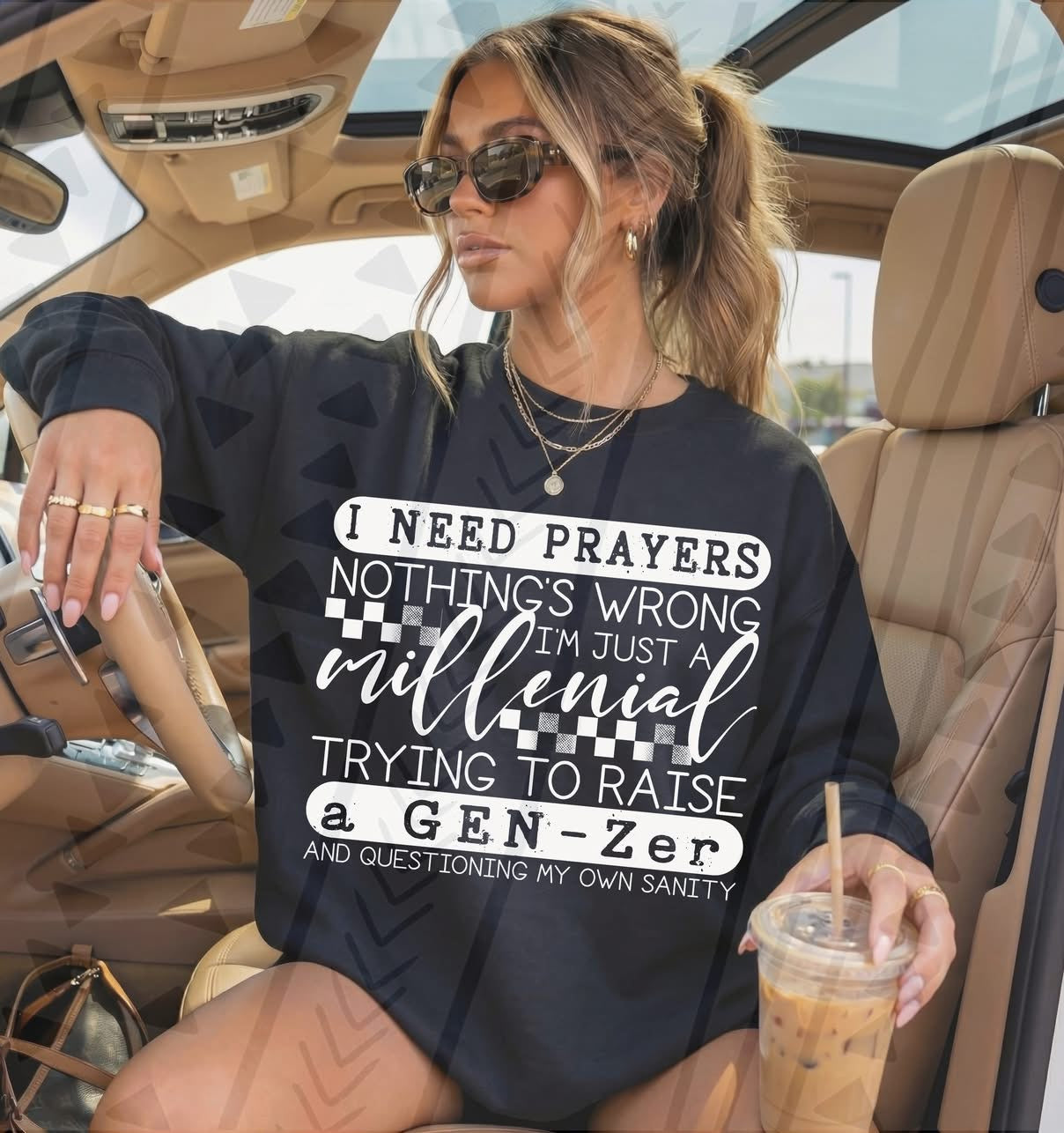 Millennial Mom Raising Gen Z Funny Graphic Tee