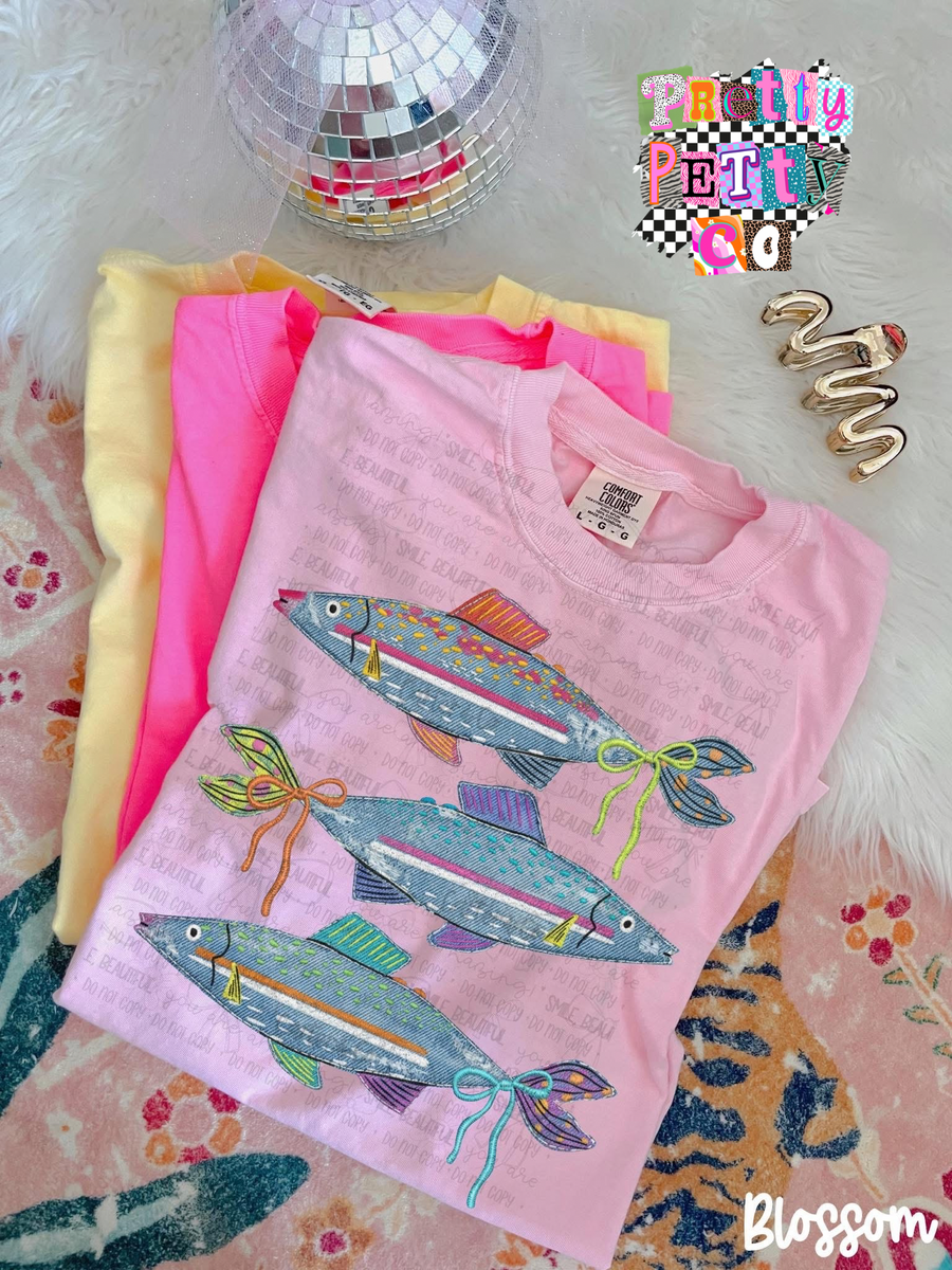 Denim Fishy Cute Tee – Casual Fun Graphic T-Shirt - Pretty Petty Co