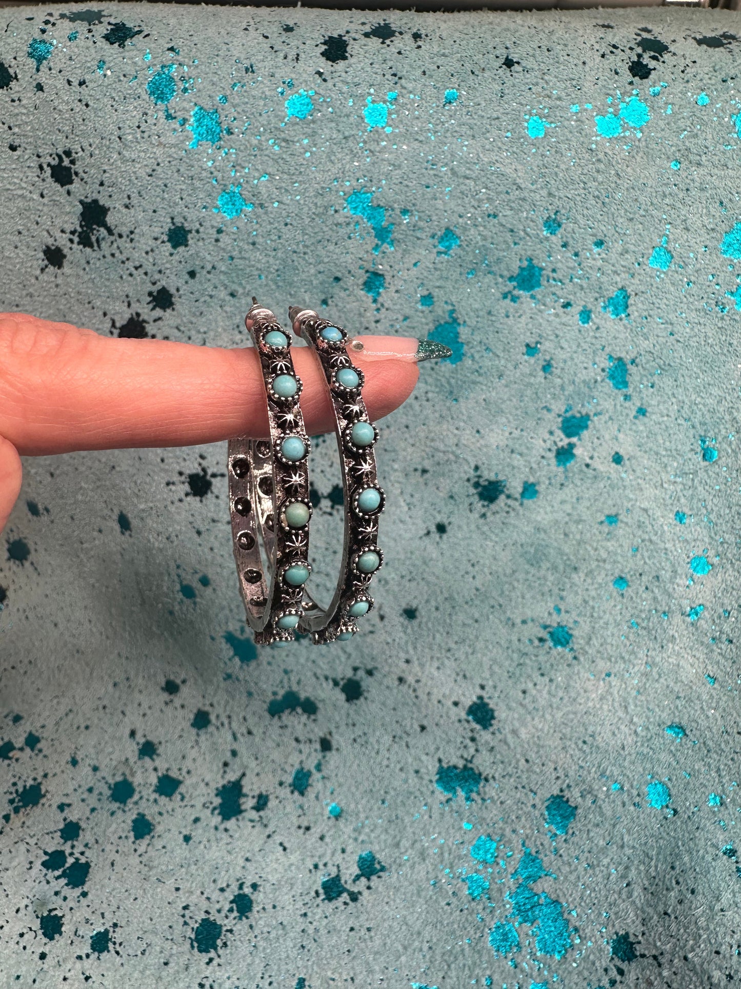 Turquoise Cowgirl Hoops (FINAL SALE)