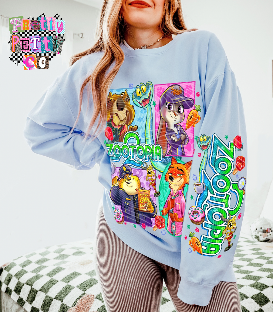 Cute Animal Friends Graphic Tee, Zootopia 2 Inspired Cartoon Shirt, Gildan, Youth & Adult Sizing, DTF Printed - Pretty Petty Co