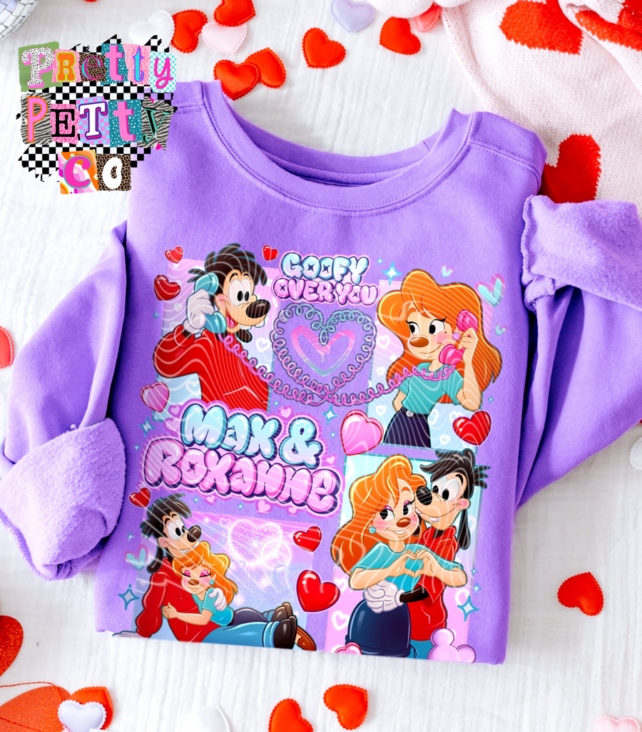 Cute Couple Cartoon Graphic Tee, Over You Design Shirt, Comfort Colors, Youth & Adult Sizes, DTF Printed - Pretty Petty Co