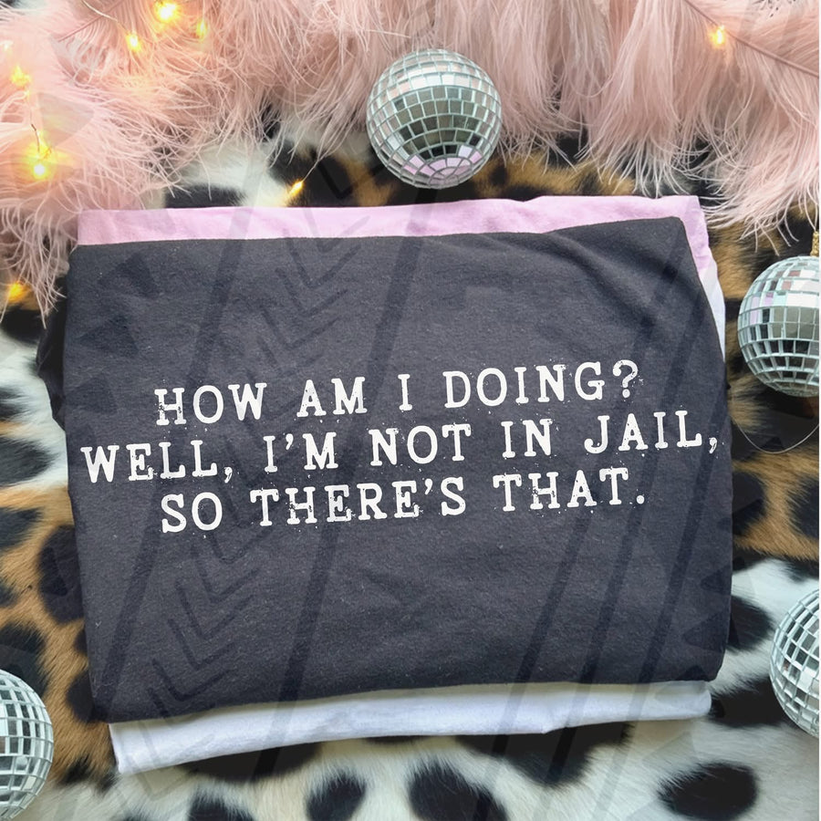 How’s My Day Going? I’m Not in Jail Tee | Funny Graphic Statement Shirt - Pretty Petty Co