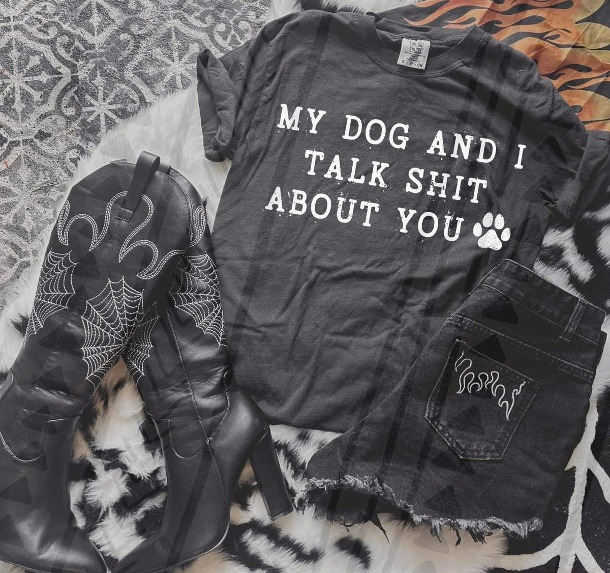“My Dog and I Talk Shit About You” Graphic Tee – Funny Mom Shirt – Unisex DTF Print – Kids & Adult Sizes - Pretty Petty Co