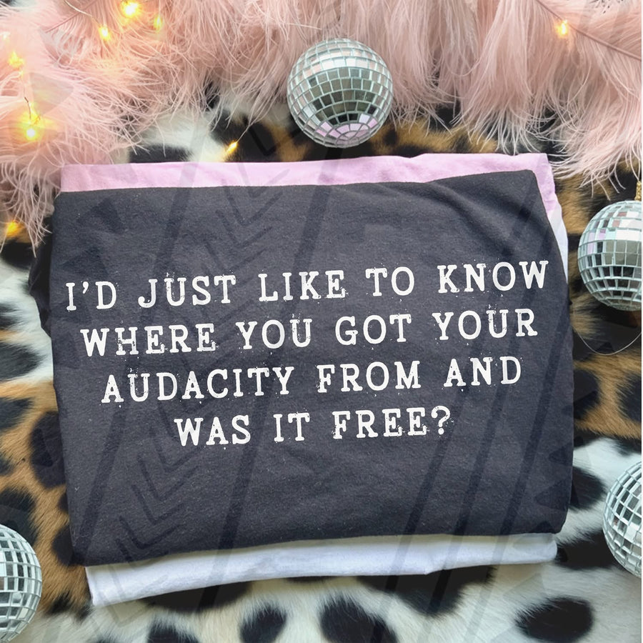 I’d Just Like to Know Where You Got the Audacity From Tee – Funny Sassy Graphic Shirt for Women - Pretty Petty Co