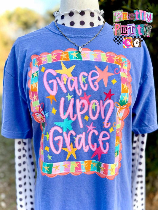 Grace Upon Grace Shirt – Colorful Christian Graphic Tee – Inspirational Faith Top