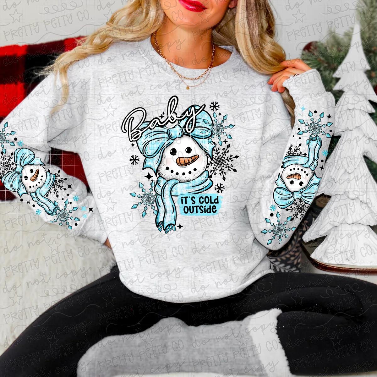 Baby It's Cold Outside Coquette Snowman Winter Graphic Sweatshirt