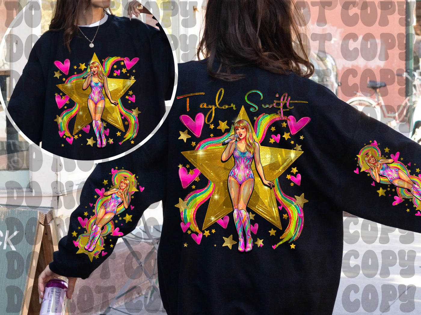 Pop Star Colorful Graphic Sweatshirt | Music Lover Front Back Sleeve Print | Color Pop Collection