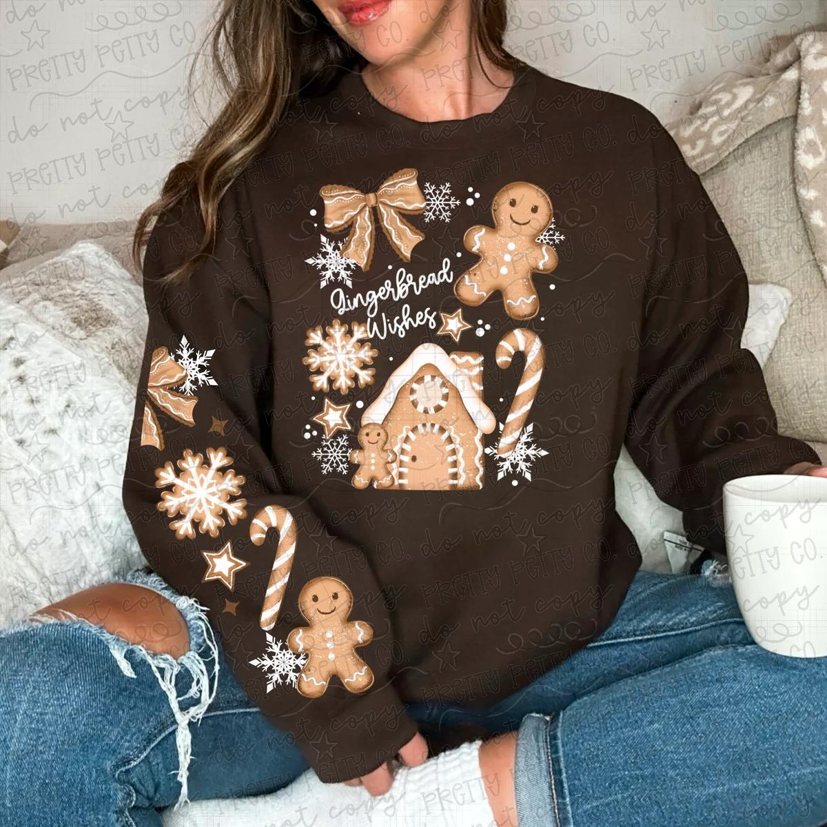 Gingerbread Wishes Christmas Cookie Graphic Sweatshirt