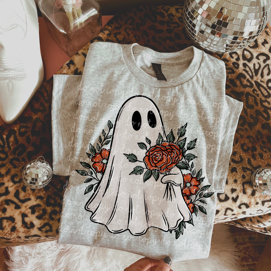 Floral Ghost Halloween Shirt | Cute Spooky Ghost Tee | Vintage Floral Halloween Graphic Shirt