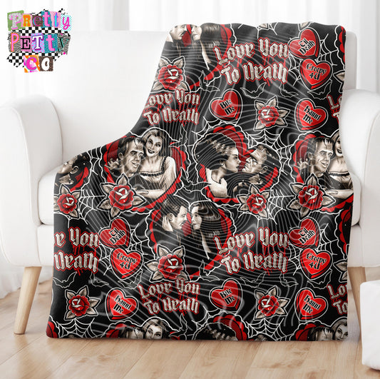 Love You to Death Blanket – Plush Throw, Soft Cozy Gothic Fan Blanket, Limited Edition