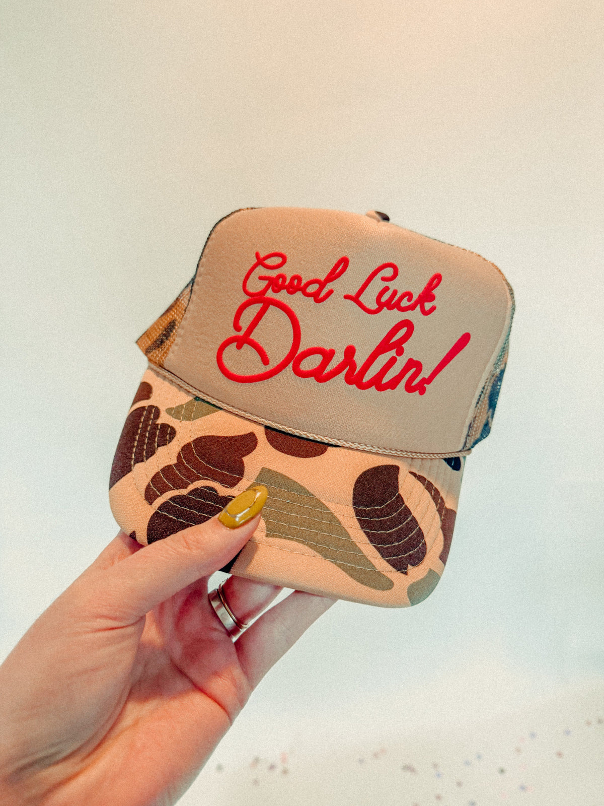 Underground Original Design: Good Luck Darlin!, Puff Western Trucker Hat - Pretty Petty Co