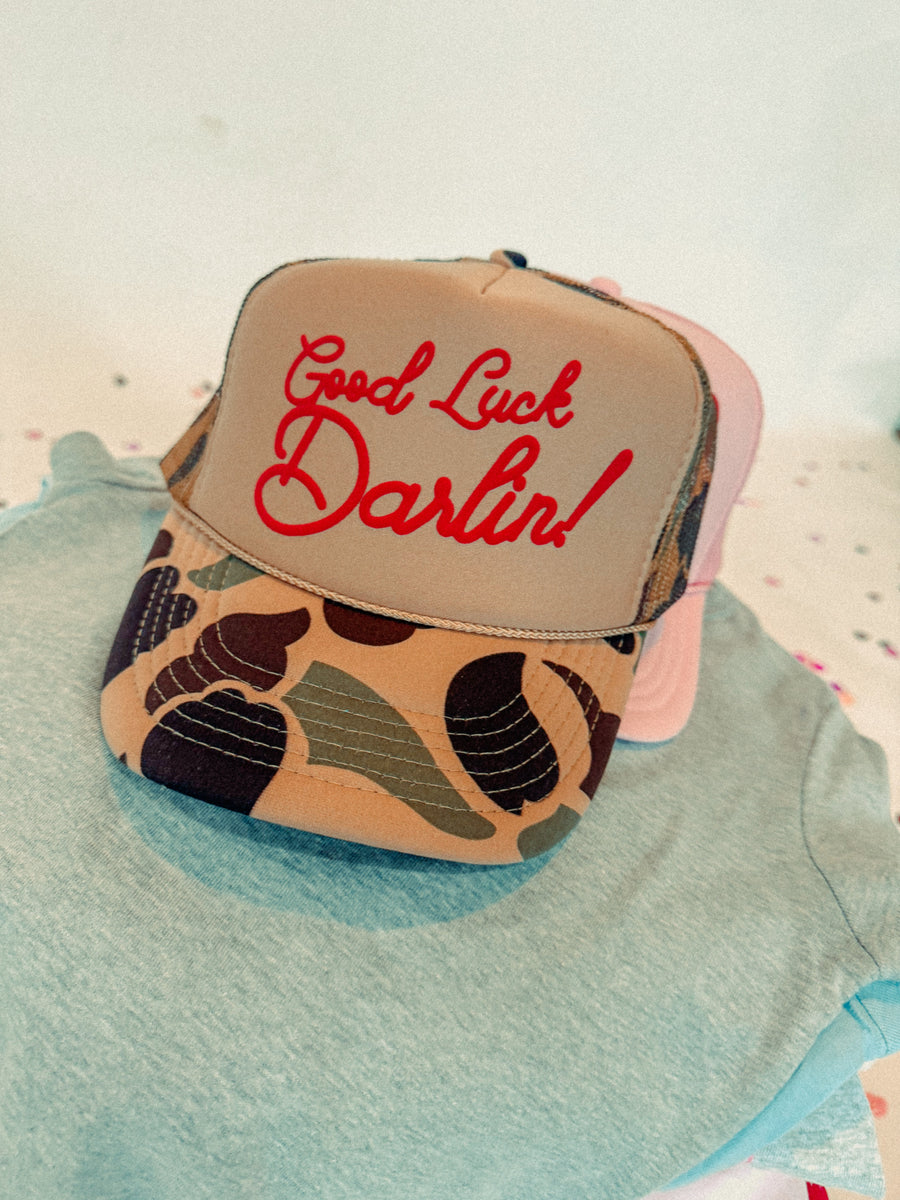 Underground Original Design: Good Luck Darlin!, Puff Western Trucker Hat - Pretty Petty Co