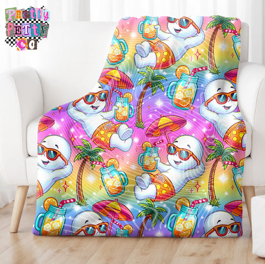 Friendly Ghost Summer Blanket – Plush Throw, Soft Cozy Cartoon Fan Blanket, Limited Edition