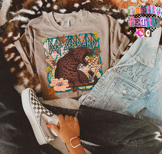 Def Leppard Muted Floral Graphic Tee, Retro Rock Band Inspired Shirt, Youth and Adult Sizing, DTF Printed