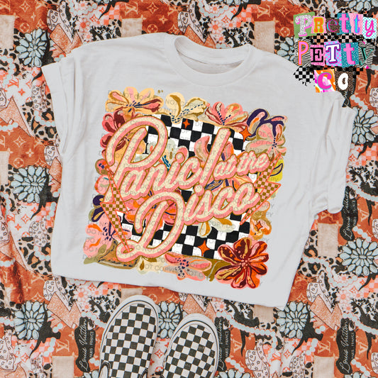 Panic! At The Disco Muted Floral Graphic Tee, Retro Pop Punk Band Inspired Shirt, Youth and Adult Sizing, DTF Printed