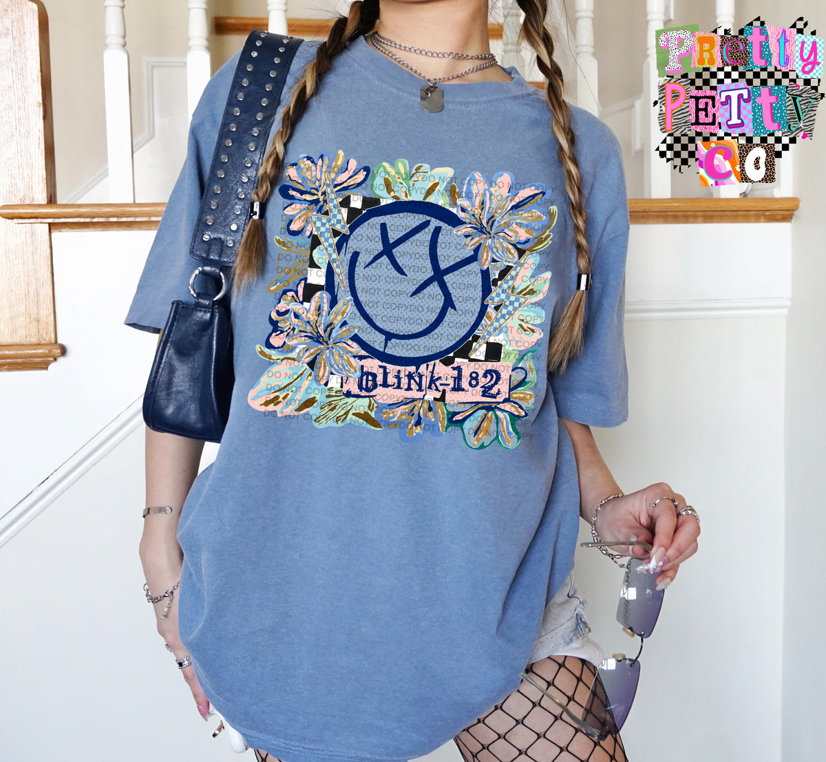 Blink-182 Muted Floral Graphic Tee, Retro Pop Punk Band Inspired Shirt, Youth and Adult Sizing, DTF Printed - Pretty Petty Co