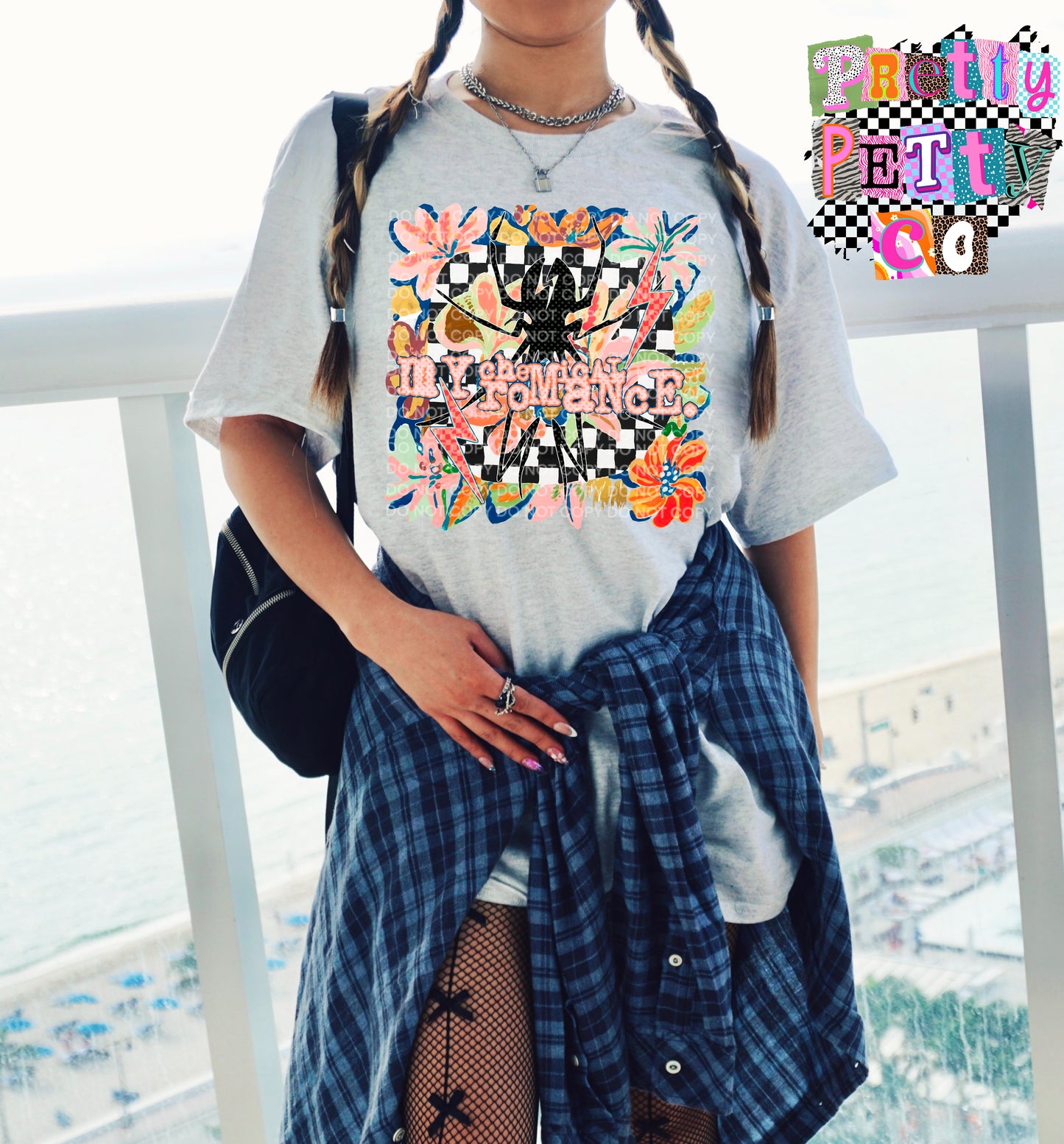 My Chemical Romance Muted Floral Graphic Tee, Retro Emo Band Inspired Shirt, Youth and Adult Sizing, DTF Printed