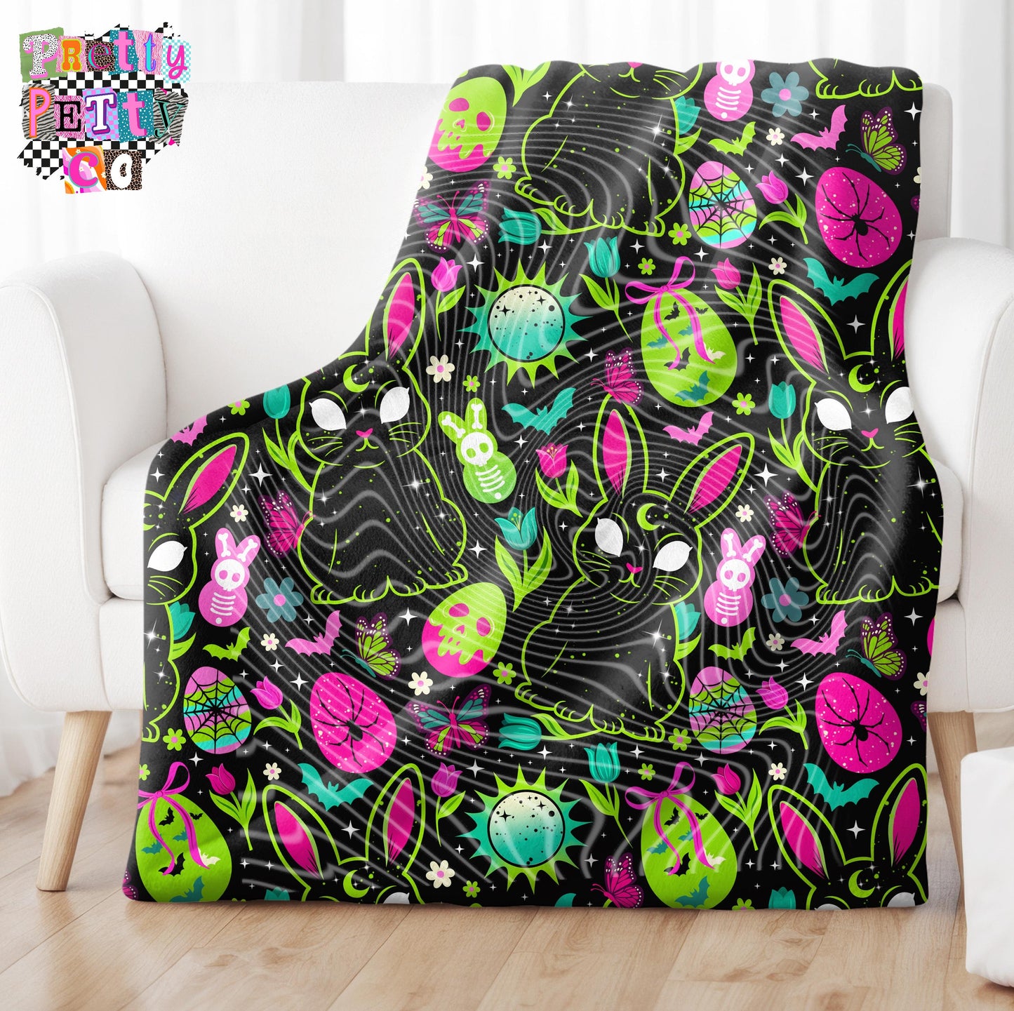 Goth Bunny Blanket – Plush Throw, Soft Cozy Alternative Fan Blanket, Limited Edition