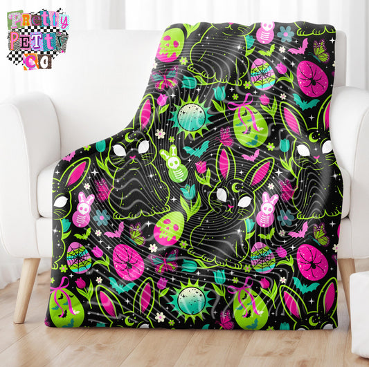 Goth Bunny Blanket – Plush Throw, Soft Cozy Alternative Fan Blanket, Limited Edition