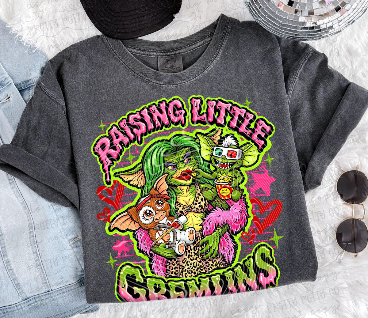 Raising Little Gremlins Shirt, Vintage Funny Parenting Graphic Tee, Chaos Mom Life T-Shirt, Cute Wild Child Shirt for Women and Kids - Pretty Petty Co