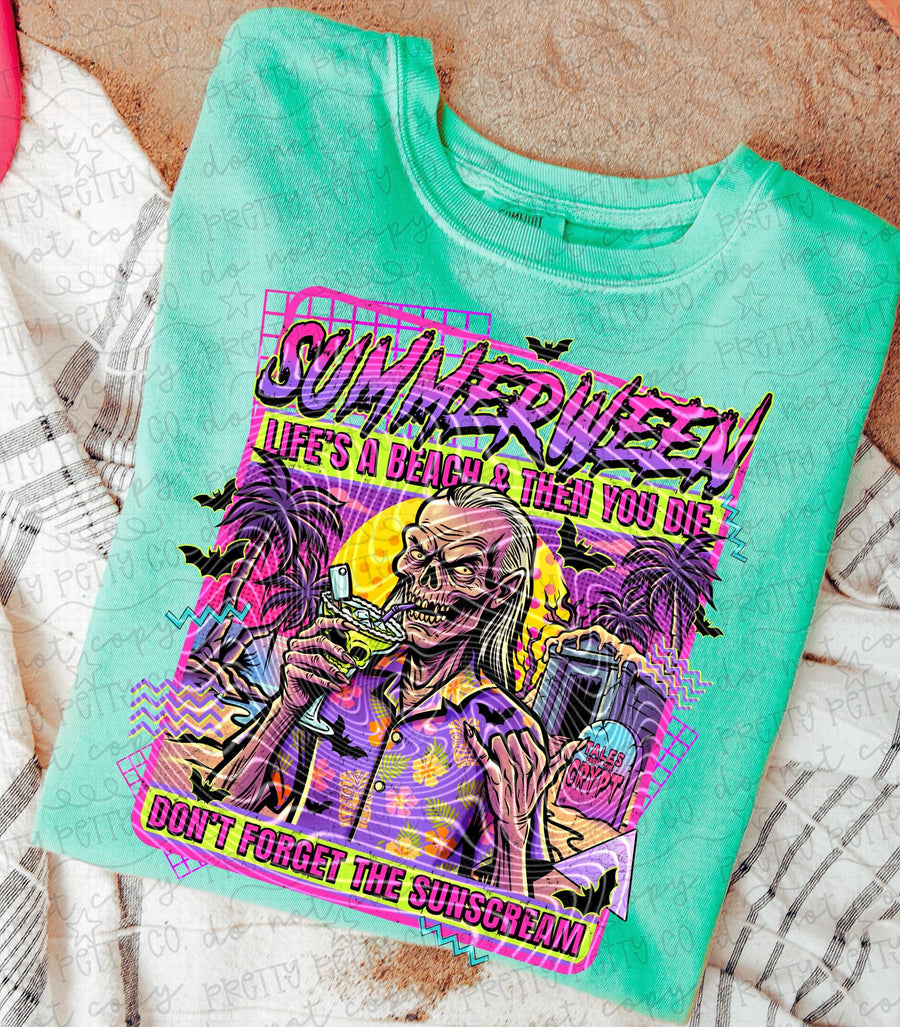 Summerween Shirt, Vintage Spooky Summer Graphic Tee, Cute Halloween Summer T-Shirt, Pumpkin Beach Vibes Shirt, Cozy Seasonal Tee for Women and Kids - Pretty Petty Co