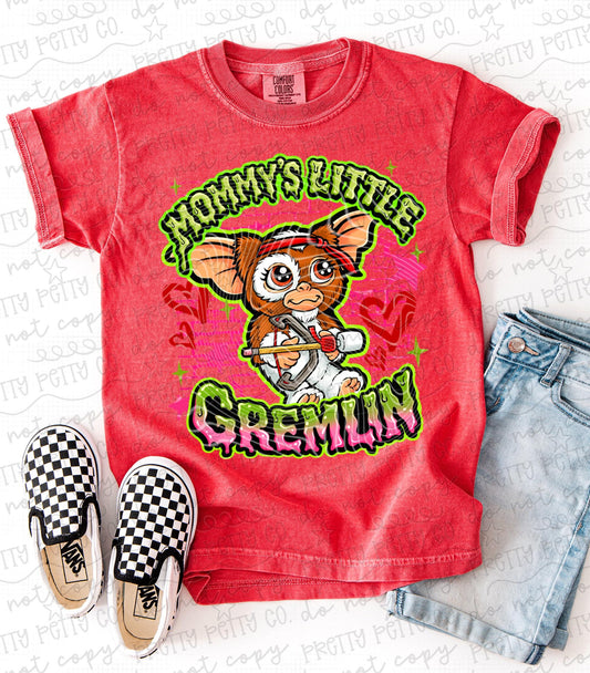 Mommy’s Little Gremlin Girl Shirt, Vintage Funny Girl Mom Graphic Tee, Chaos Mom Life T-Shirt, Cute Wild Child Shirt for Women and Kids
