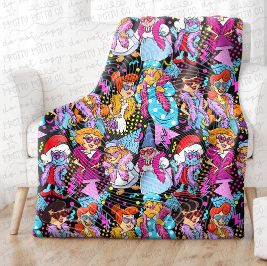 80s Mom Blanket 50x60 Retro Cartoon Throw Blanket Vintage Nostalgic Mom Gift Cozy Soft Throw