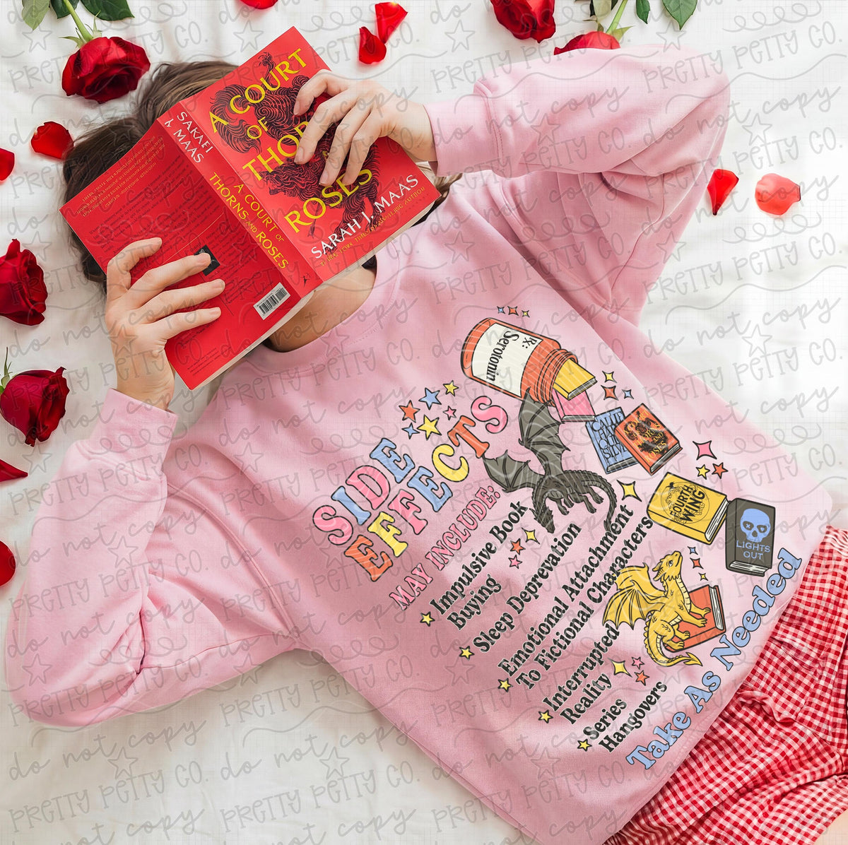 RX Side Effects Bookish Tee | Romance Reader Shirt | Book Lover Graphic Tee | Comfort Colors Literary Shirt | Funny Reader Apparel - Pretty Petty Co