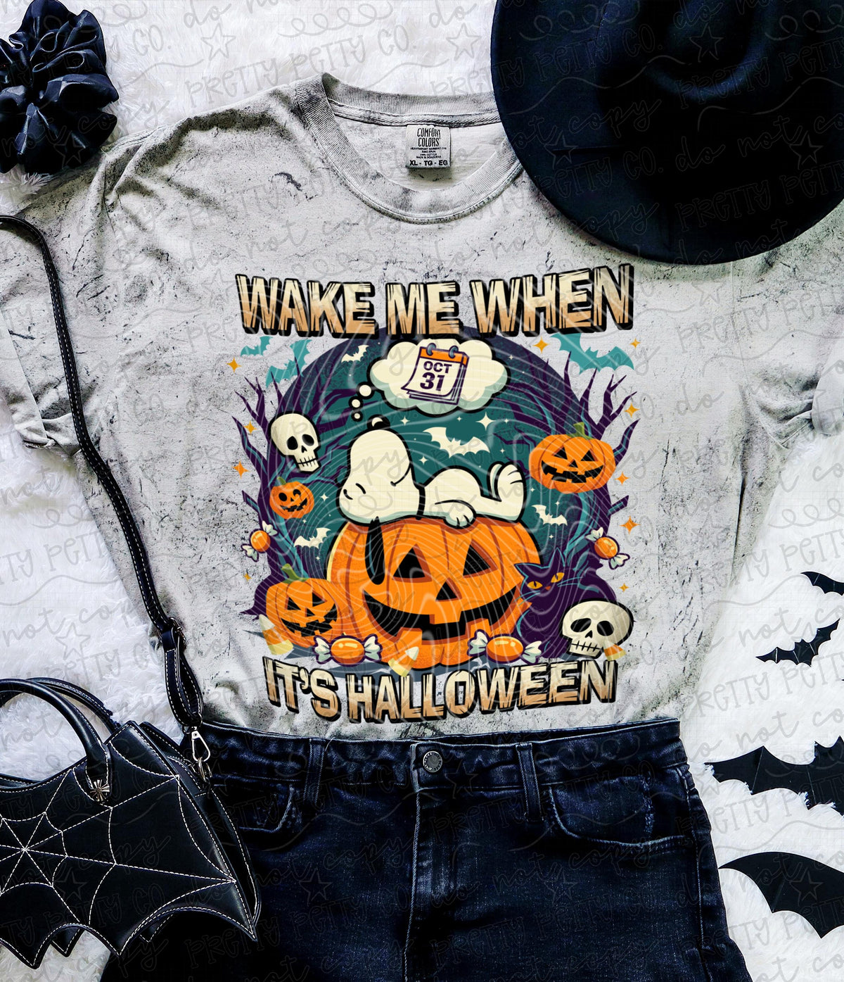 Wake Me When It’s Halloween Comfort Colors Shirt | Funny Halloween Graphic Tee | Spooky Season Fall T-Shirt - Pretty Petty Co