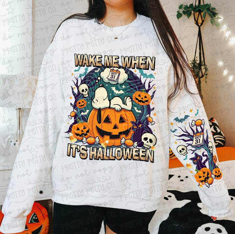 Wake Me When It’s Halloween Comfort Colors Shirt | Funny Halloween Graphic Tee | Spooky Season Fall T-Shirt - Pretty Petty Co