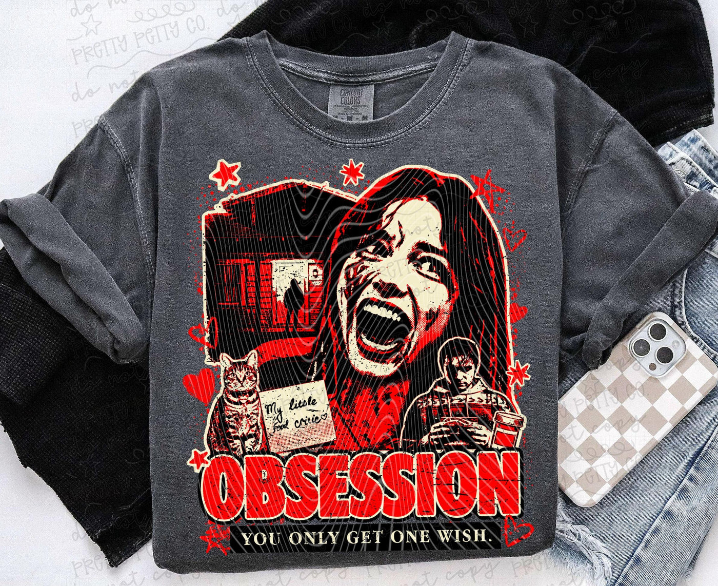 Obsession Horror Graphic Tee | 90s Thriller Movie Inspired Shirt | Spooky Season Graphic Tee