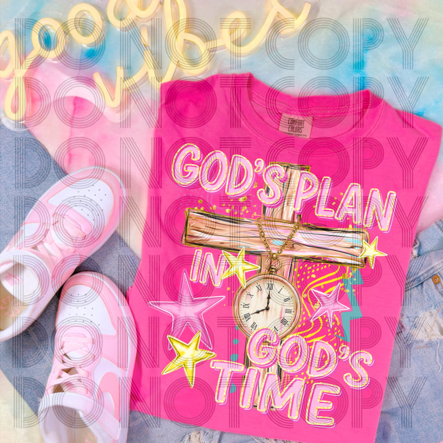 God's Plan, God's Time Shirt | Christian Faith Tee | Inspirational Religious Graphic Tee | Trust God's Timing Shirt | Bible Faith Gift
