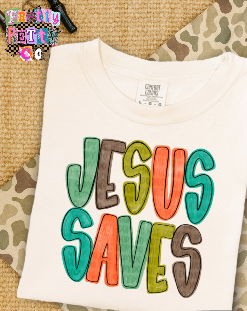 Jesus Saves Graphic Tee, Christian Faith Shirt, Comfort Colors, Youth & Adult Sizing, DTF Printed (Copy) - Pretty Petty Co