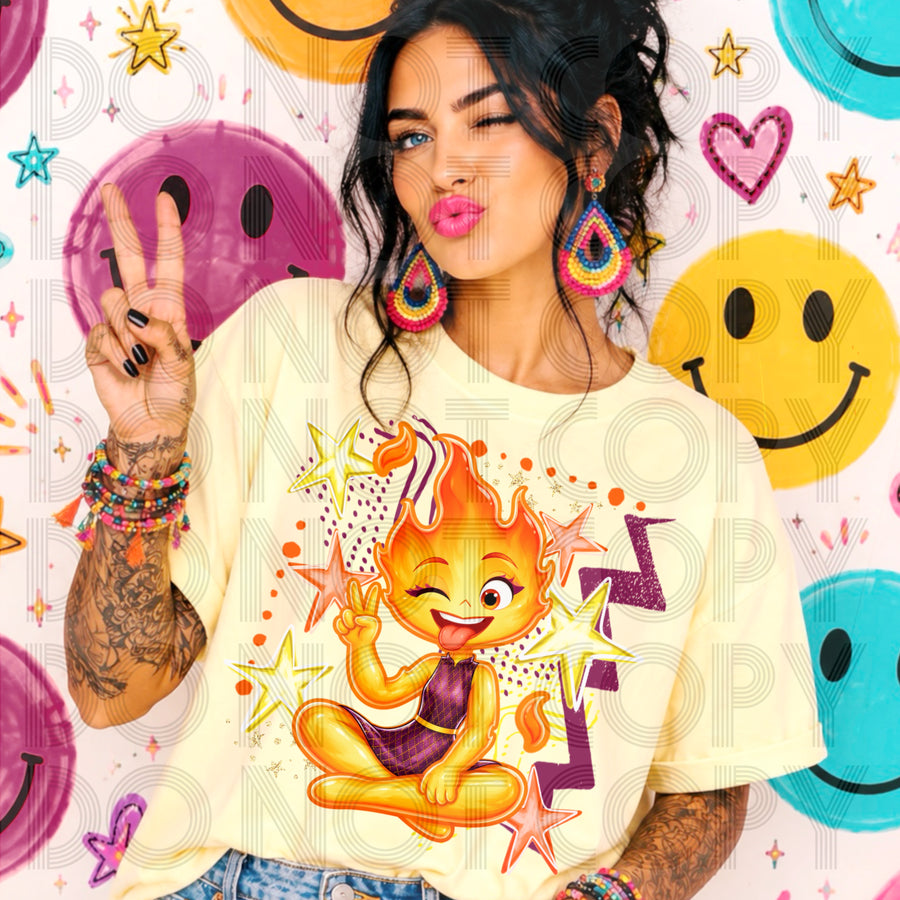 Cheeky Fire Girl Graphic Tee | Funny Element Character Inspired Shirt | Cute Boutique Tee