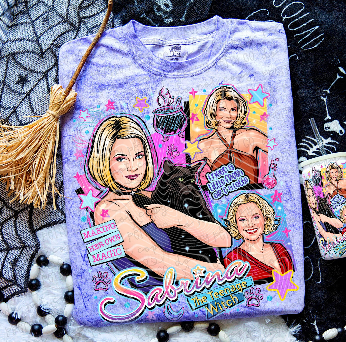 Teenage Witch Graphic Tee | 90s Witchy Halloween Shirt | Retro Magic Cat Halloween T-Shirt