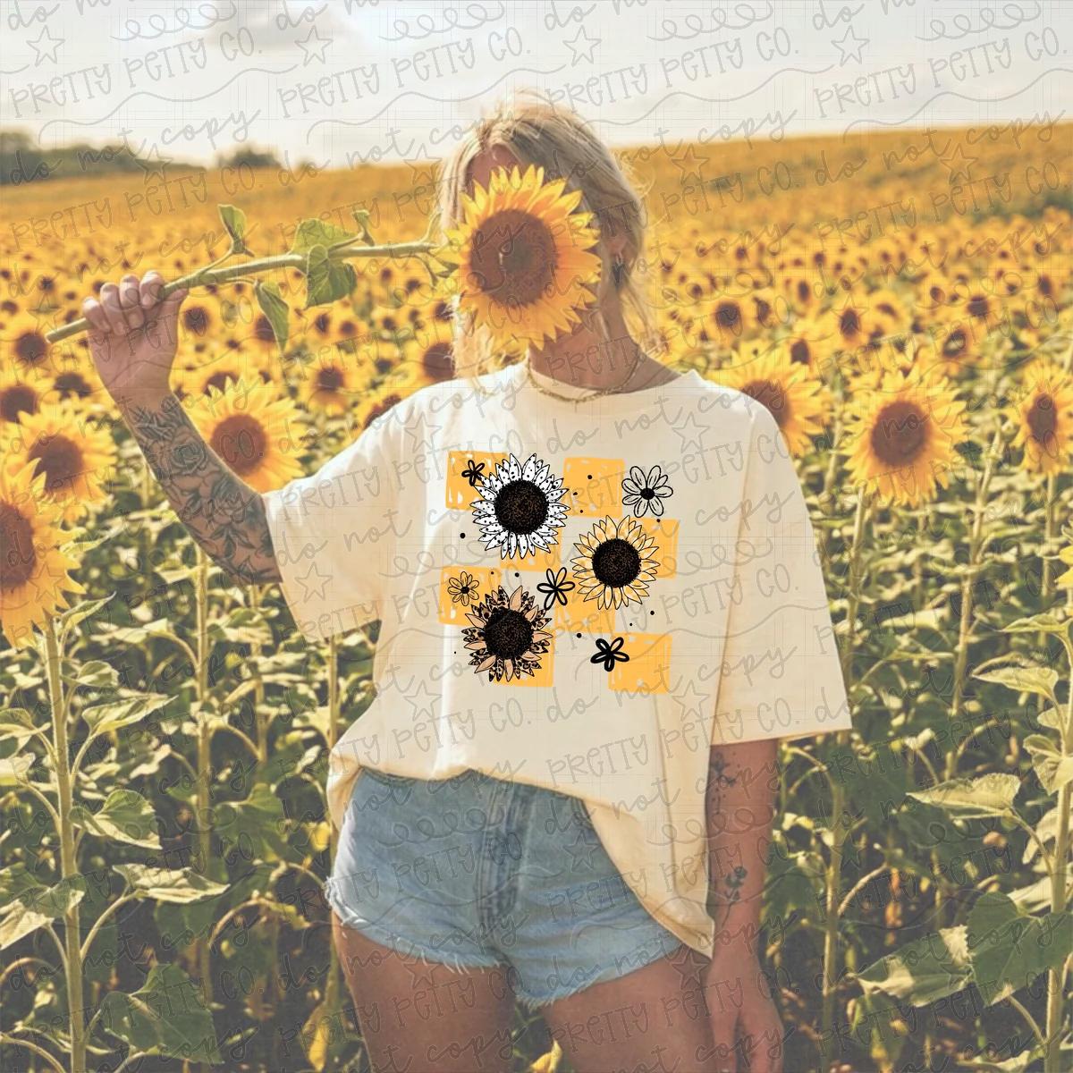 Retro Sunflower Floral Graphic Comfort Colors Shirt – Boho Summer Flower Tee