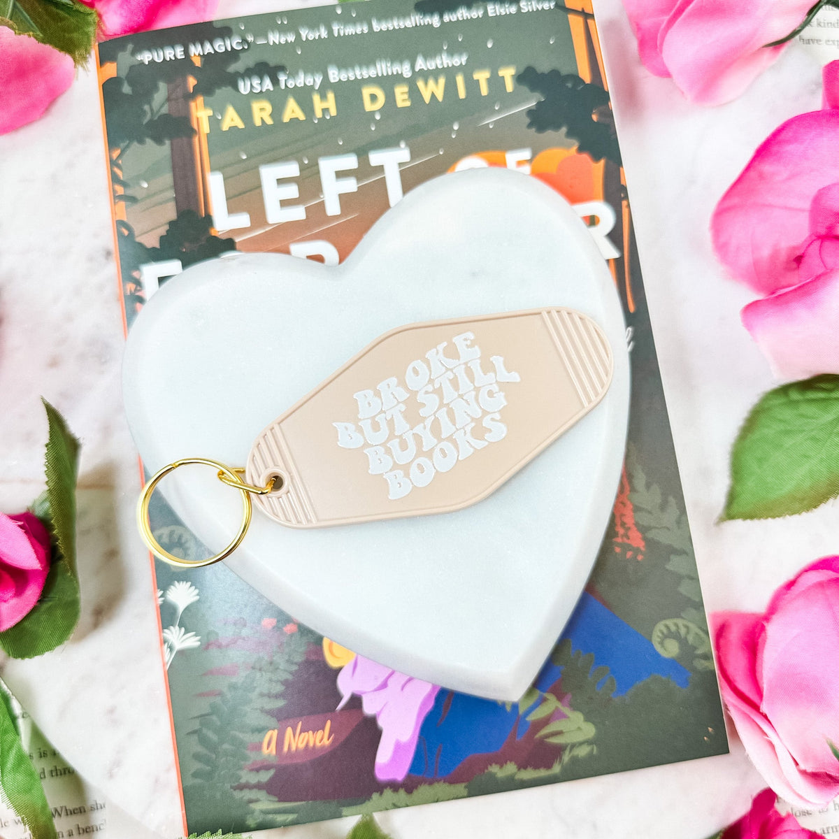 Broke But Still Buying Books Retro Motel Keychain