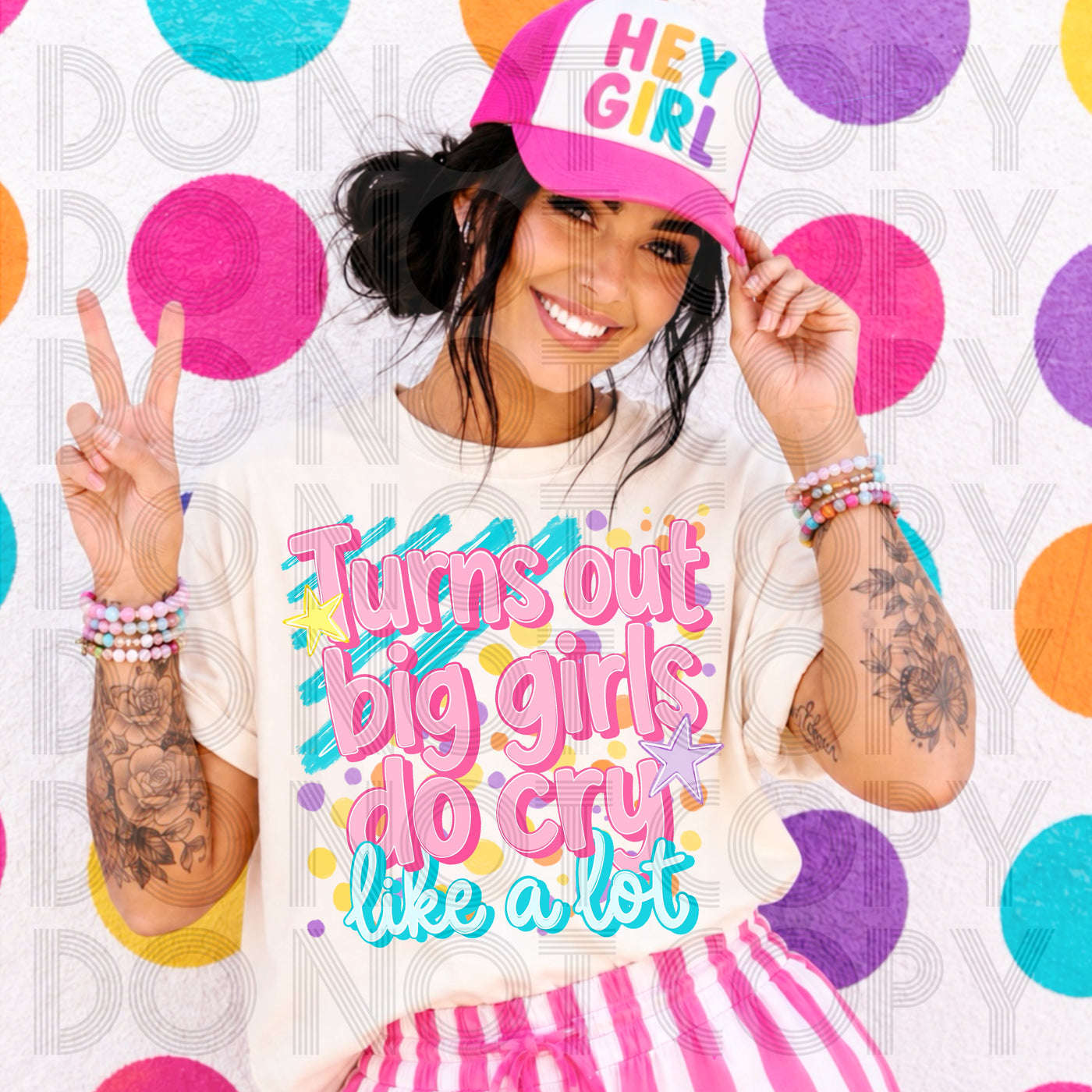 Turns Out Big Girls Do Cry Colorful Graphic Tee | Funny Retro Women’s Shirt