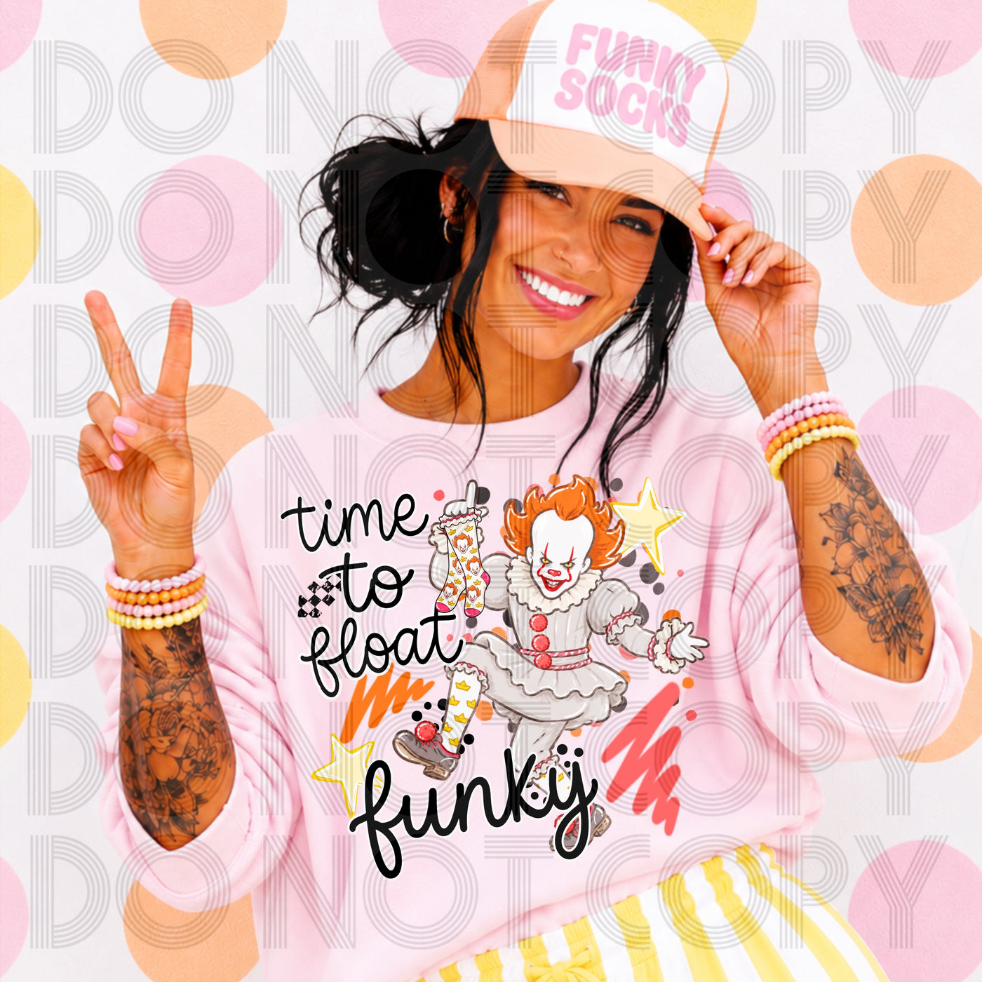 Time to Float Funky Socks Spooky Clown Graphic Tee