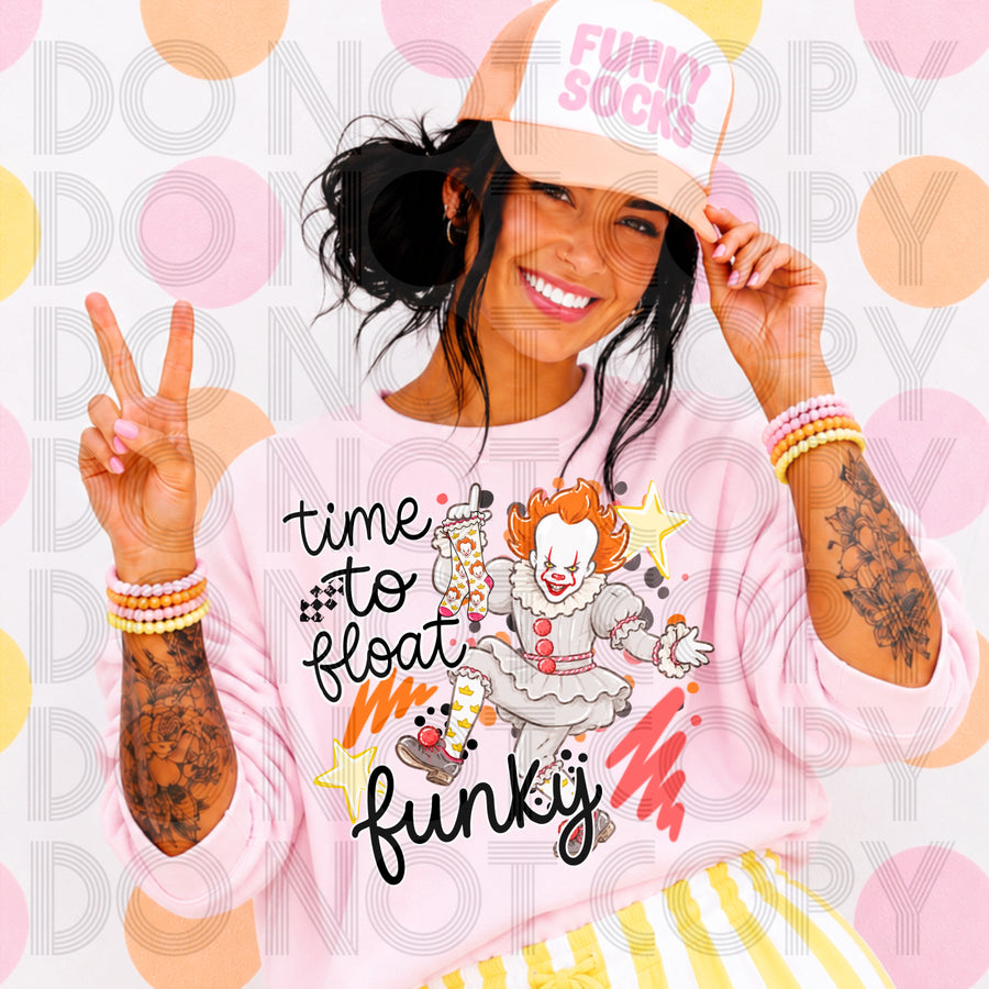 Time to Float Funky Socks Spooky Clown Graphic Tee