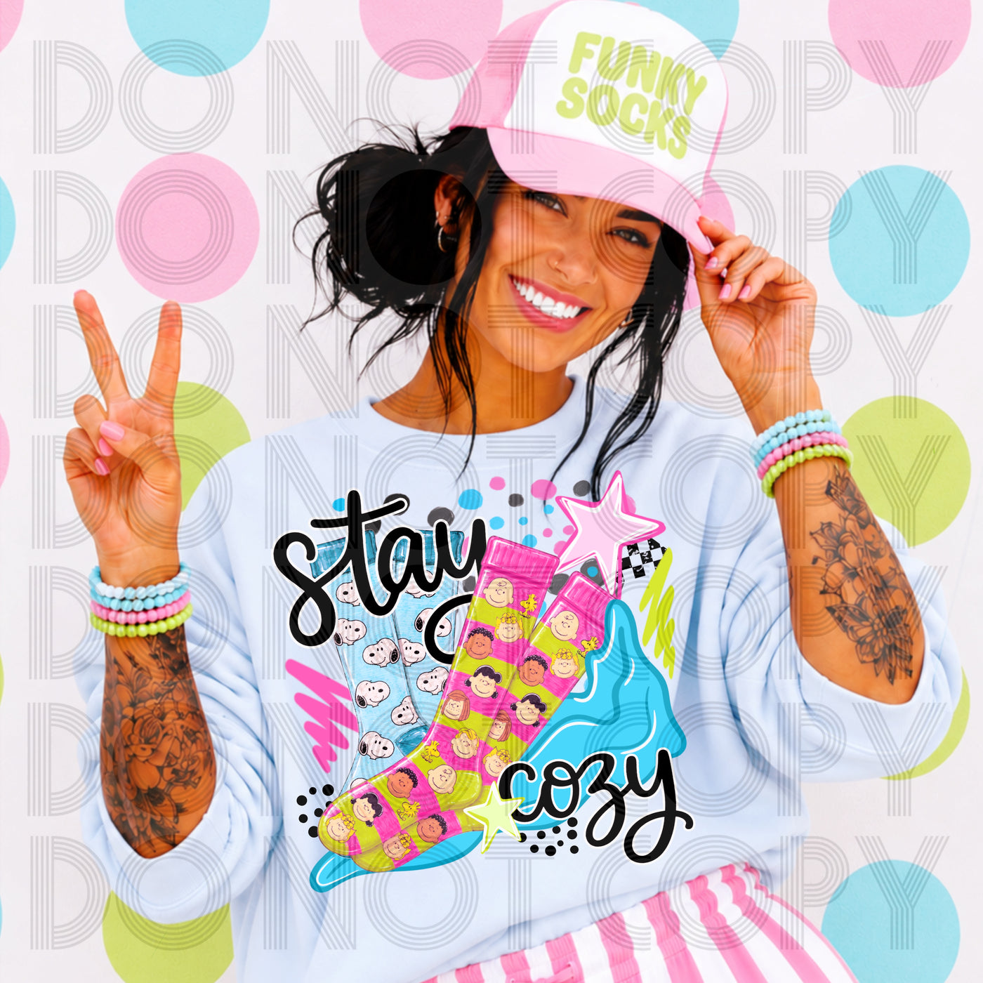 Stay Cozy Funky Socks Nostalgic Graphic Tee