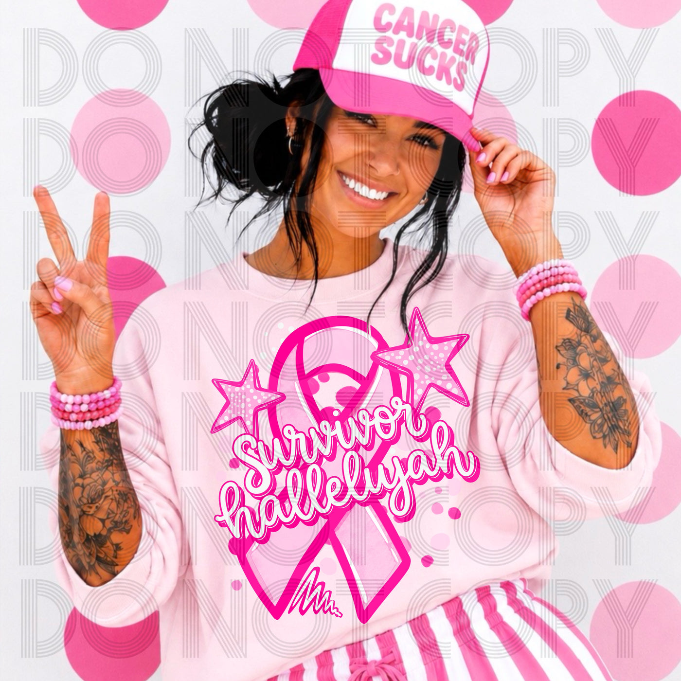 Breast Cancer Awareness Survivor Hallelujah Pink Ribbon Graphic Tee