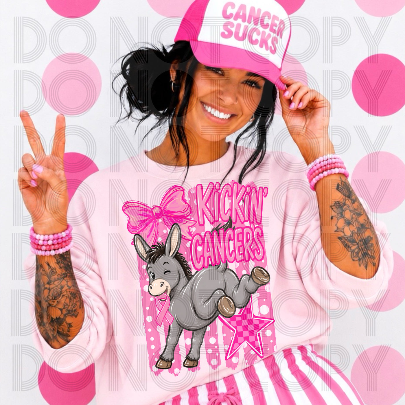 Kickin’ Cancer Breast Cancer Awareness Donkey Graphic Tee