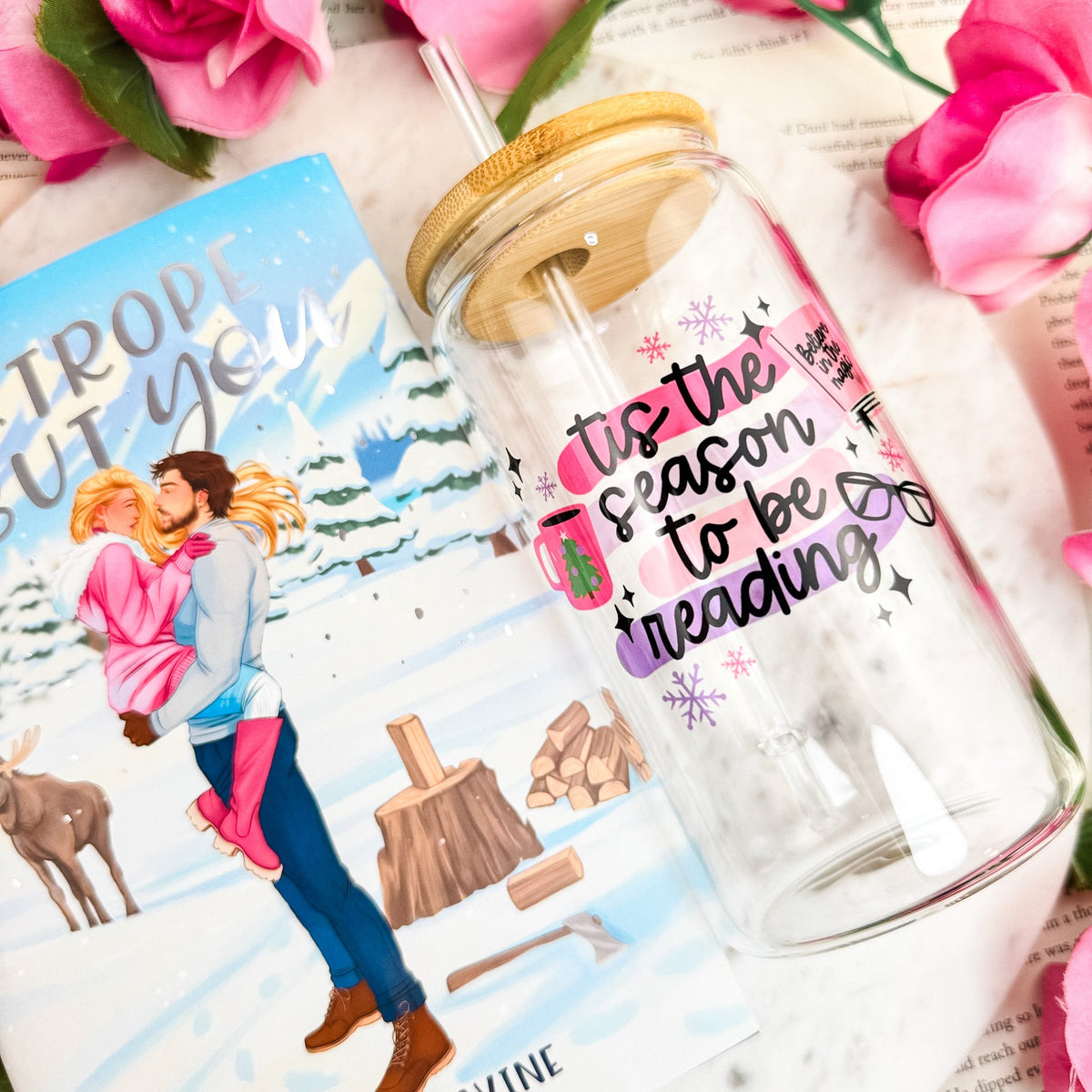 Tis the Season to Be Reading Clear Glass Cup