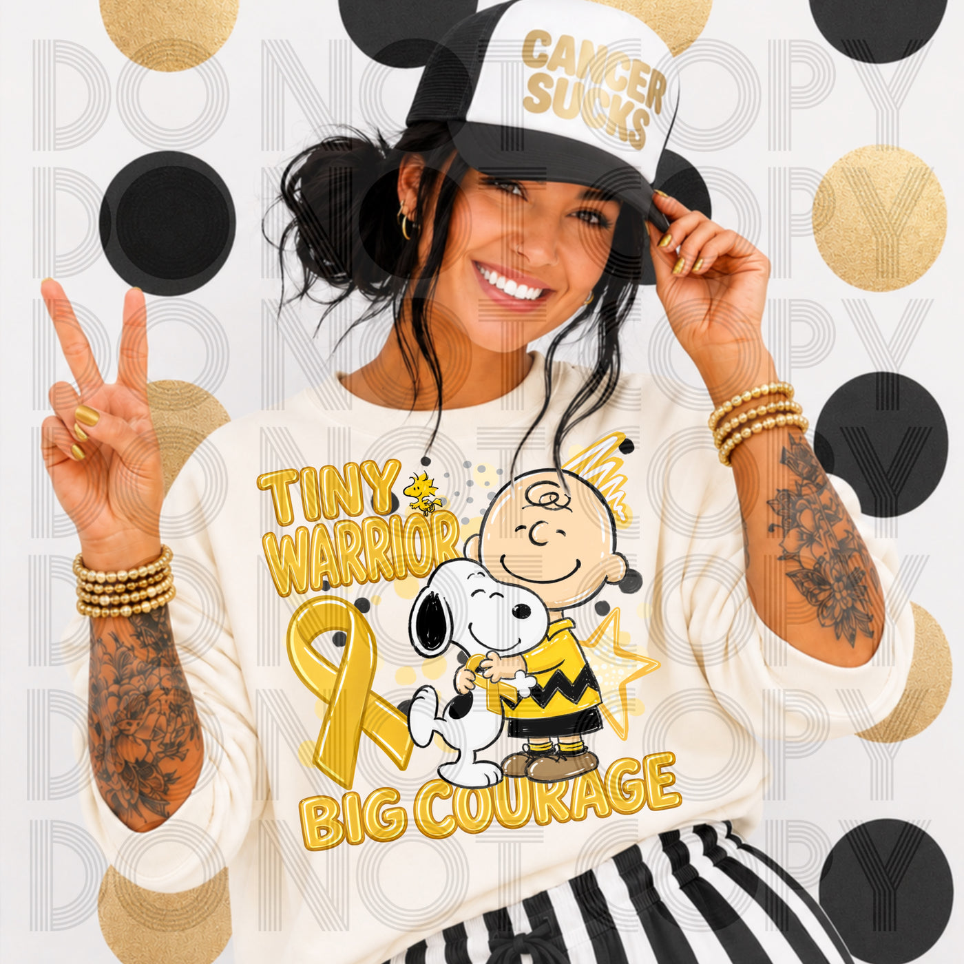 Childhood Cancer Awareness Graphic Tee | Tiny Warrior Big Courage Shirt | Gold Ribbon Support Tee