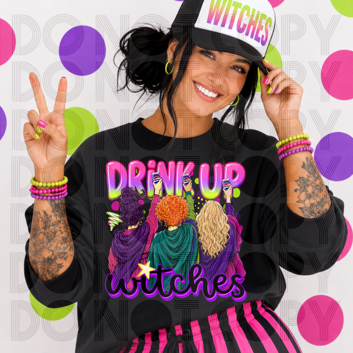 Drink Up Witches Halloween Graphic Tee | Funny Witchy Drink Shirt | Colorful Spooky Season T-Shirt
