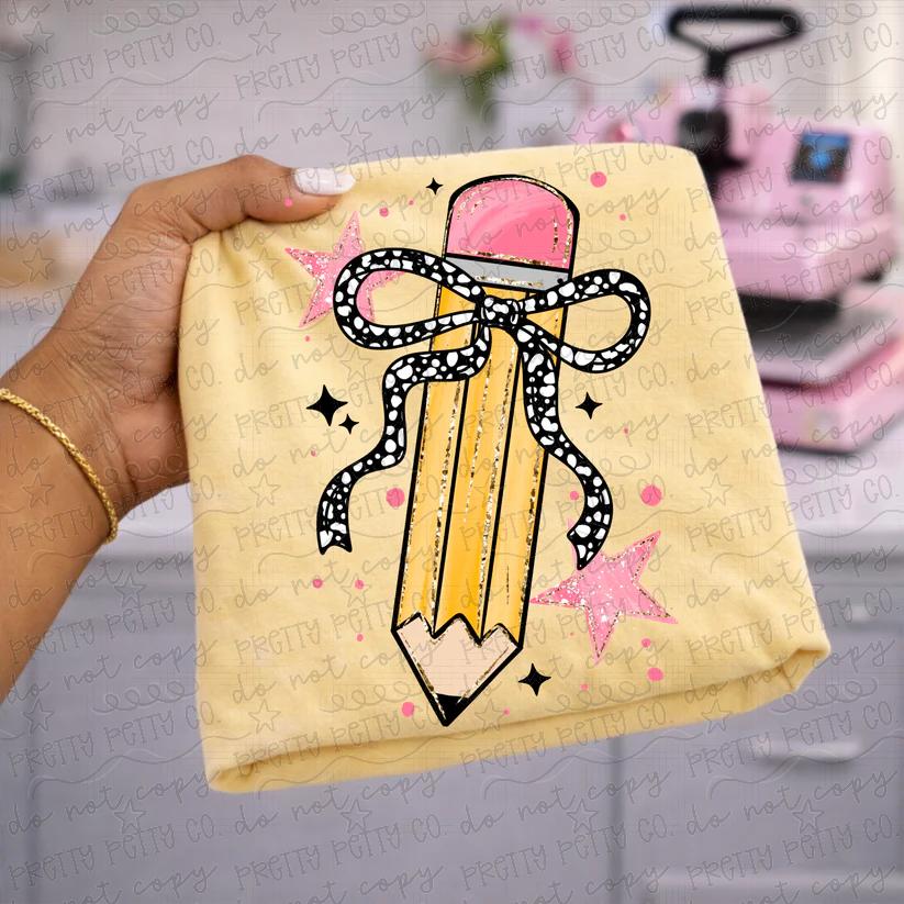 Pencil Bow Back to School Graphic Tee | Cute Teacher Shirt